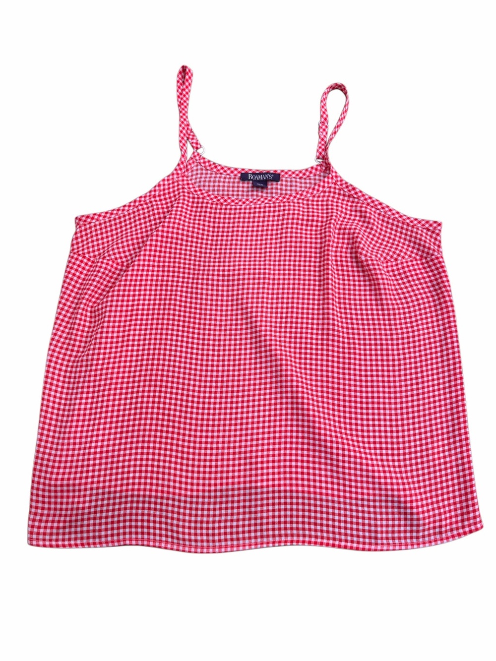 Roaman's Pink Gingham Cold-Shoulder Cami